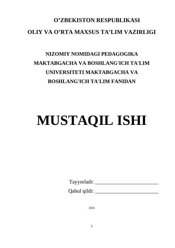 Mustaqil ish namuna