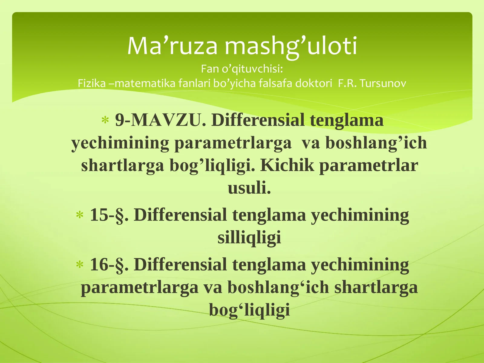 9-МАVZU. Differensial tenglama