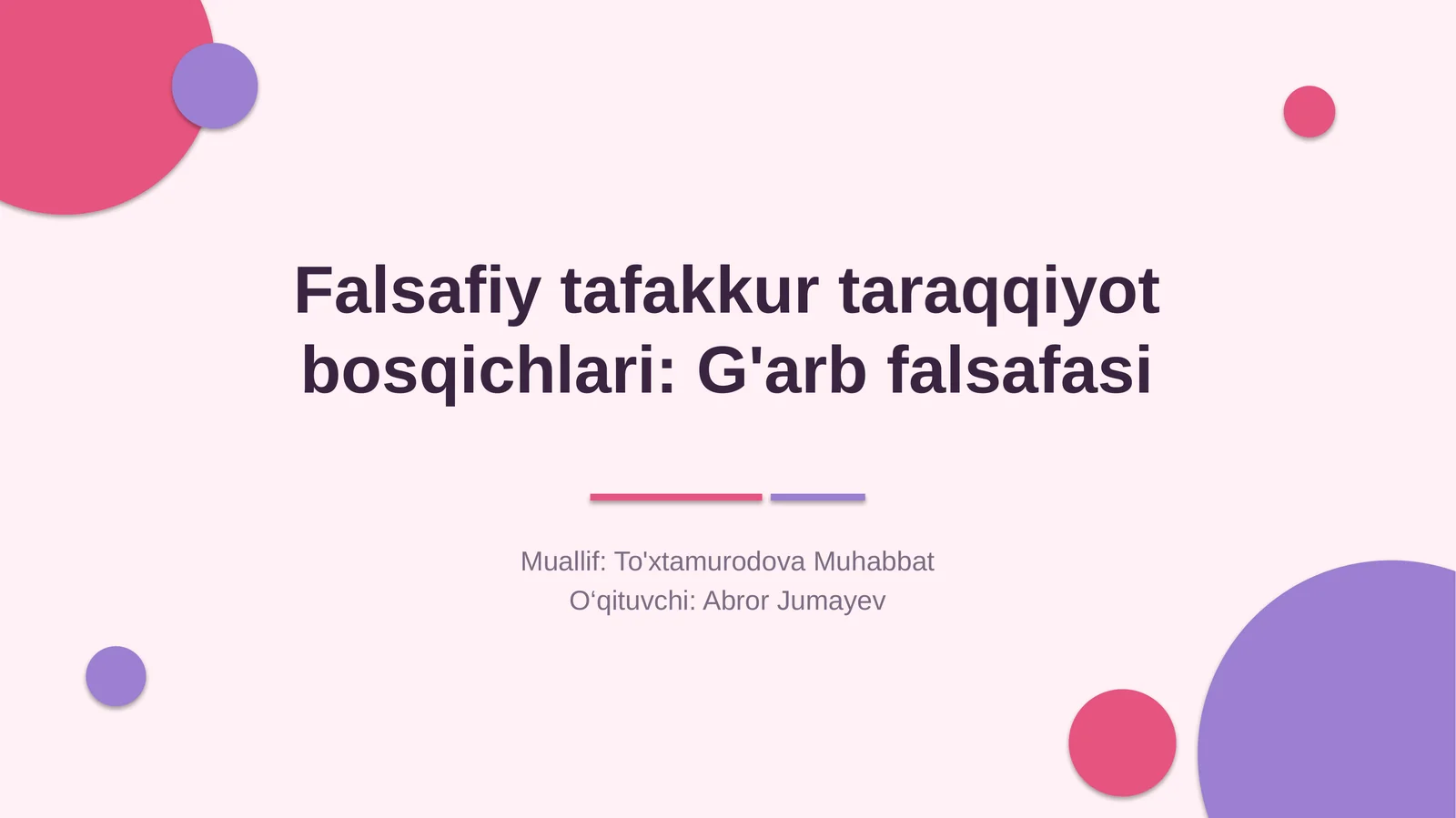 Falsafiy tafakkur taraqqiyot bosqichlari: G'arb falsafasi