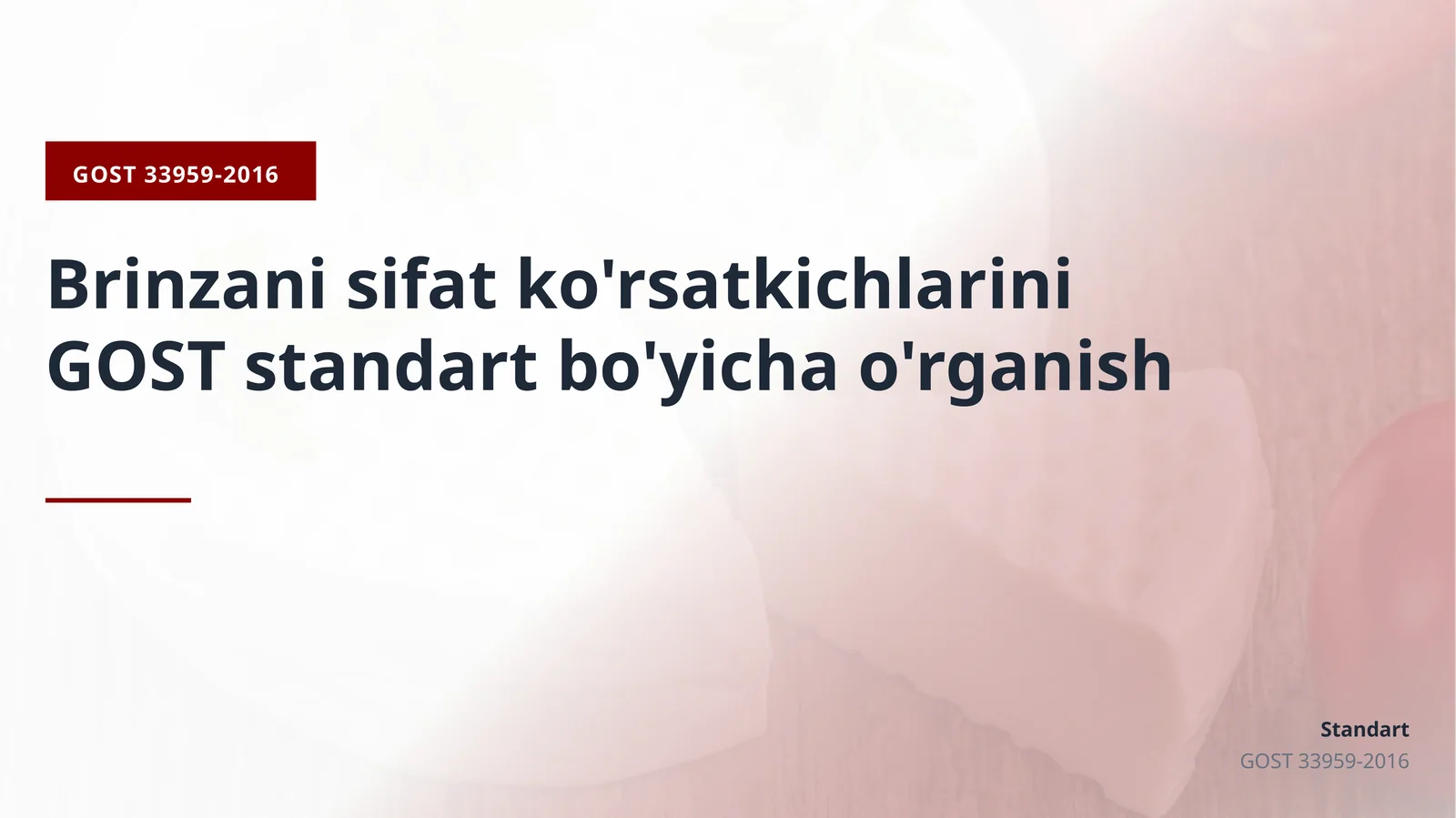 Brinzani sifat ko'rsatkichlarini
GOST standart bo'yicha o'rganish