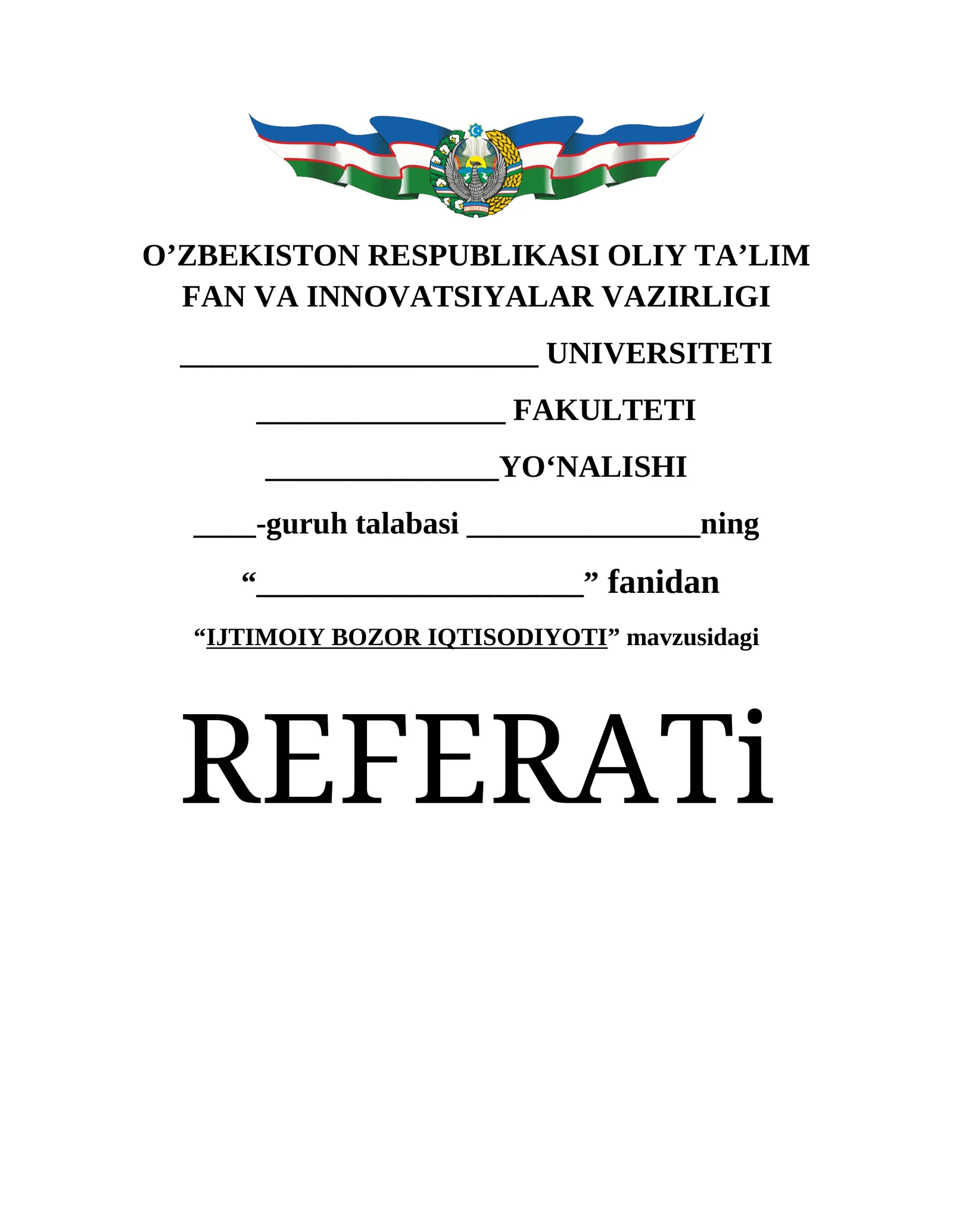 Ijtimoiy bozor iqtisodiyoti REFERATi