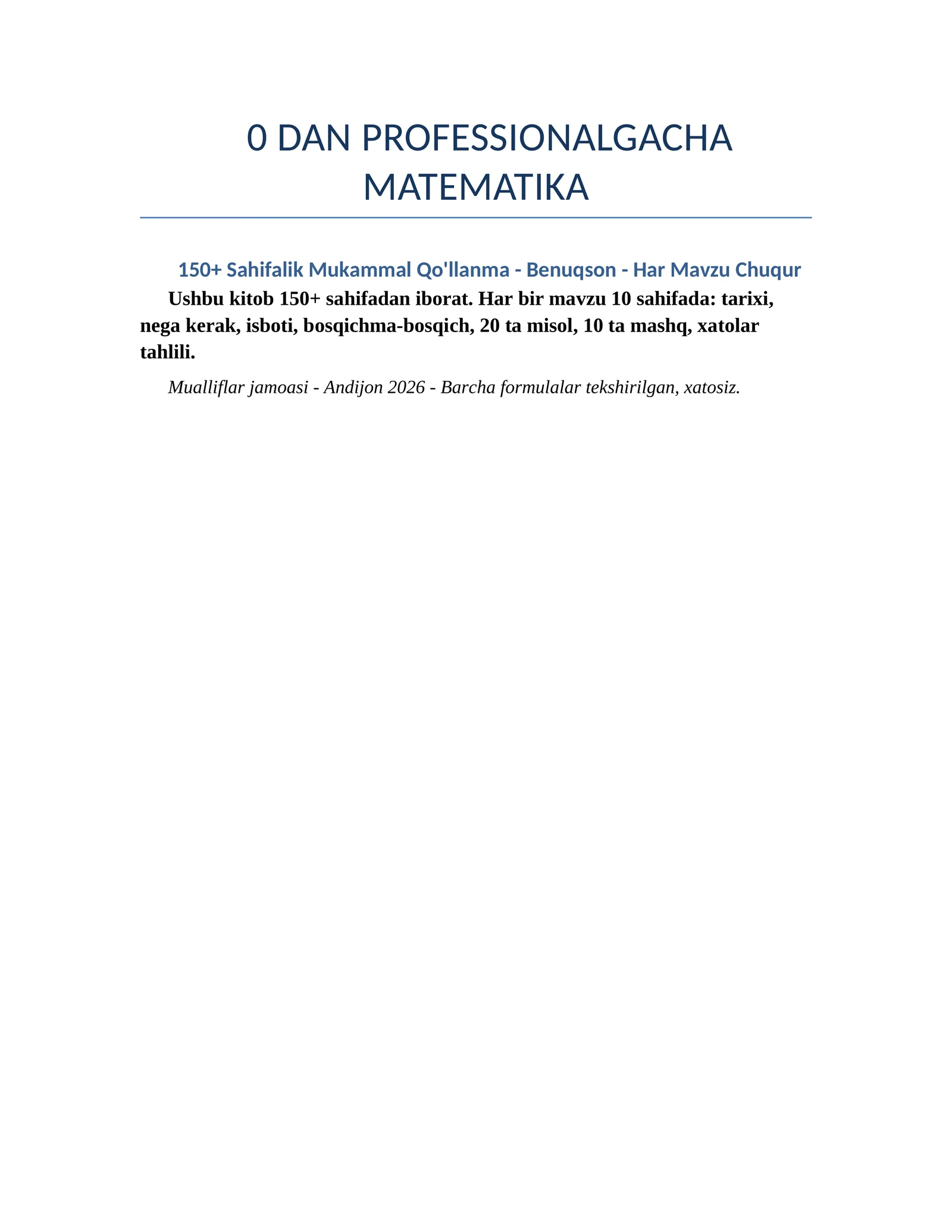 0 DAN PROFESSIONALGACHA MATEMATIKA ( + , - , * , : , va barcha amallar)