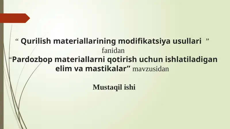 Qurilish materiallarining modifikatsiya usullari