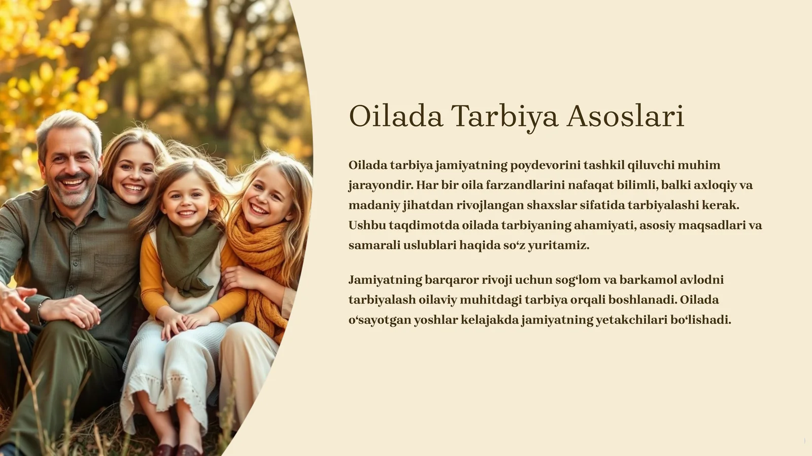 Oilada Tarbiya Asoslari