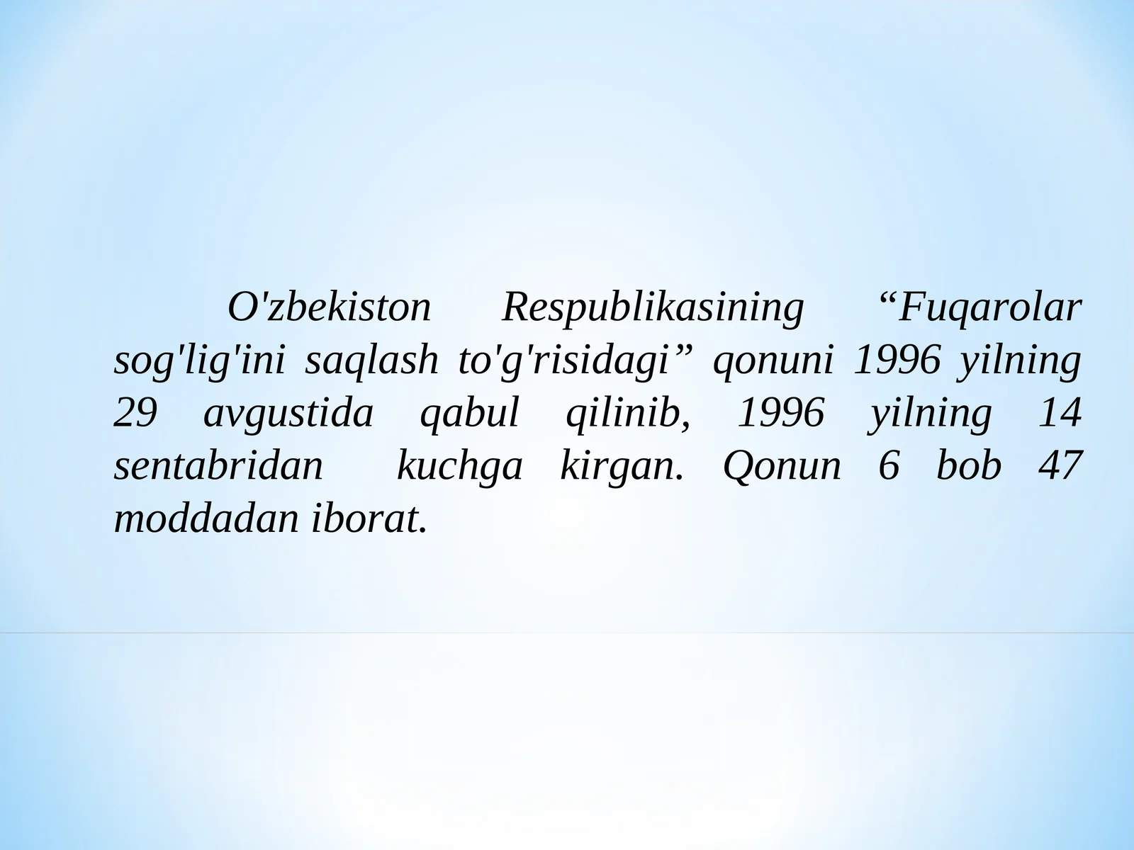 Fuqarolar sog'lig'ini saqlash to'g'risidagi qonuni