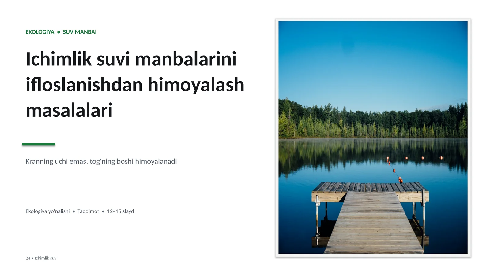 Ichimlik suvi manbalariniifloslanishdan himoyalashmasalalari
