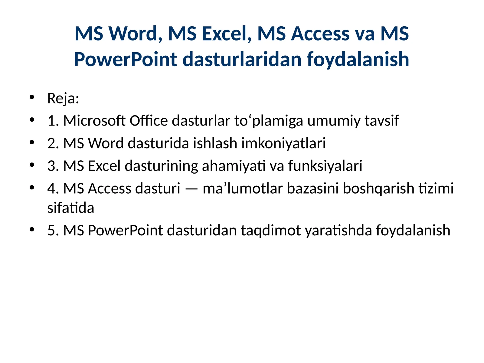 Word_Excel dasturlarida ishlash