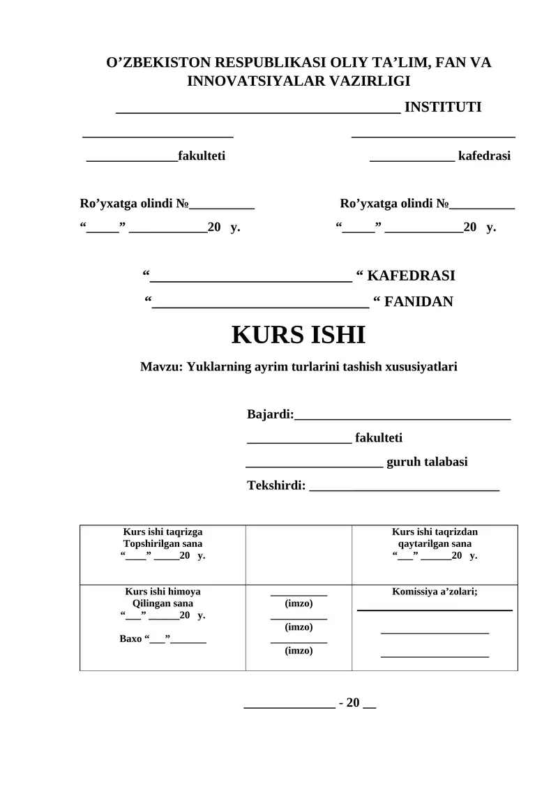 Yuklarning ayrim turlarini tashish xususiyatlari