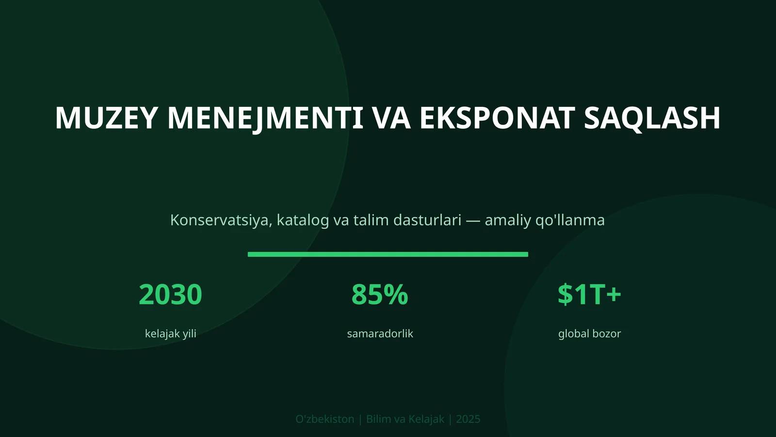 MUZEY MENEJMENTI VA EKSPONAT SAQLASH