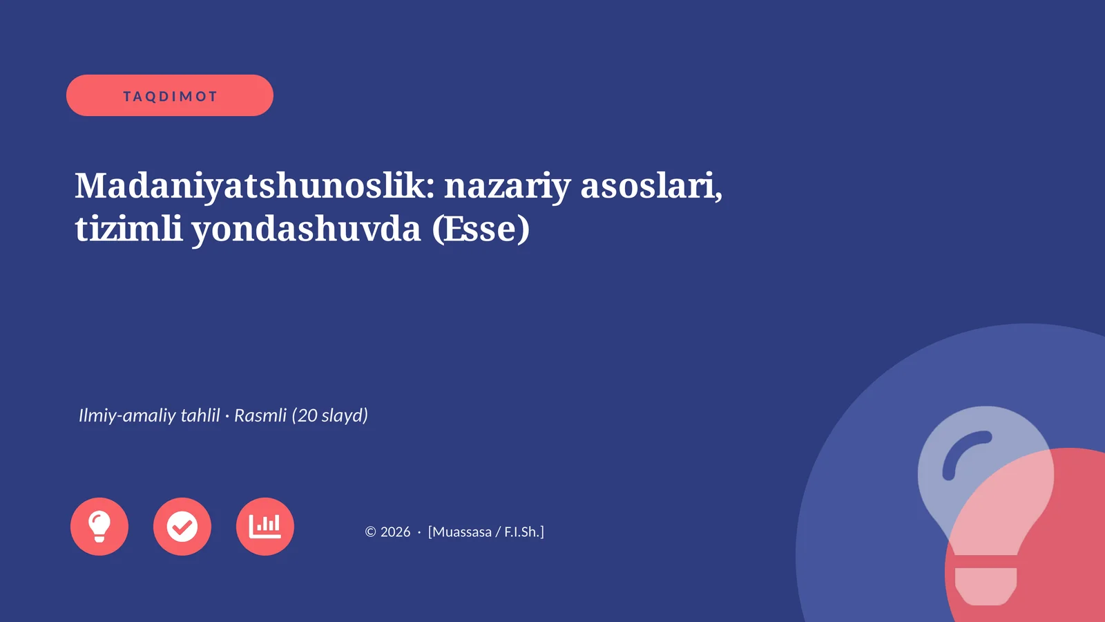 Madaniyatshunoslik: nazariy asoslari, tizimli yondashuvda (Esse)