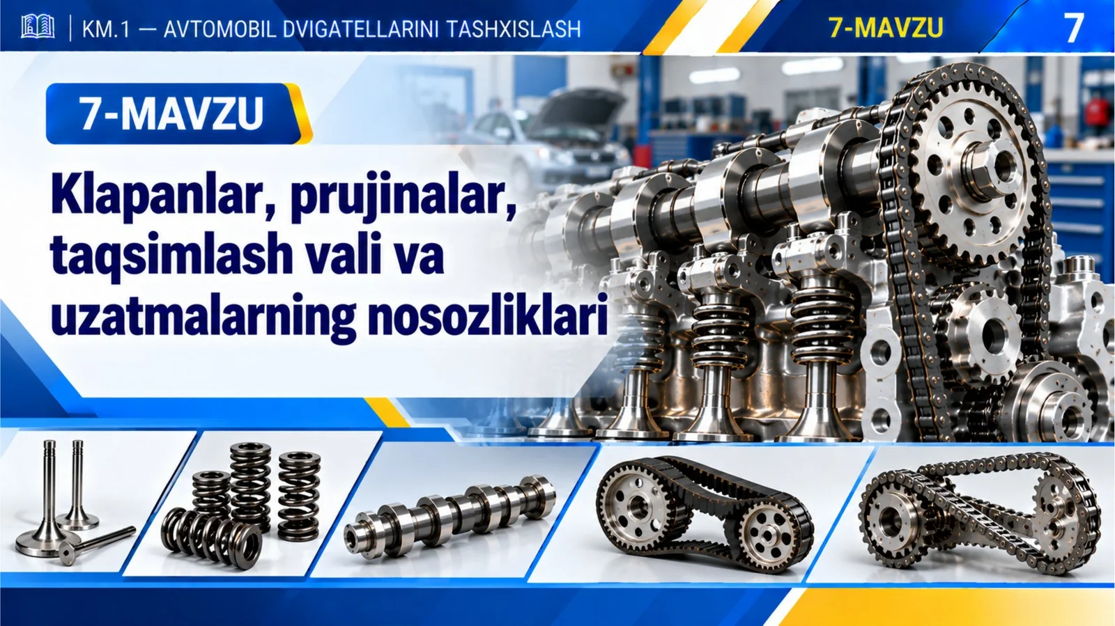 7-mavzu. Klapanlar, prujinalar, taqsimlash vali va uzatmalarning nosozliklari