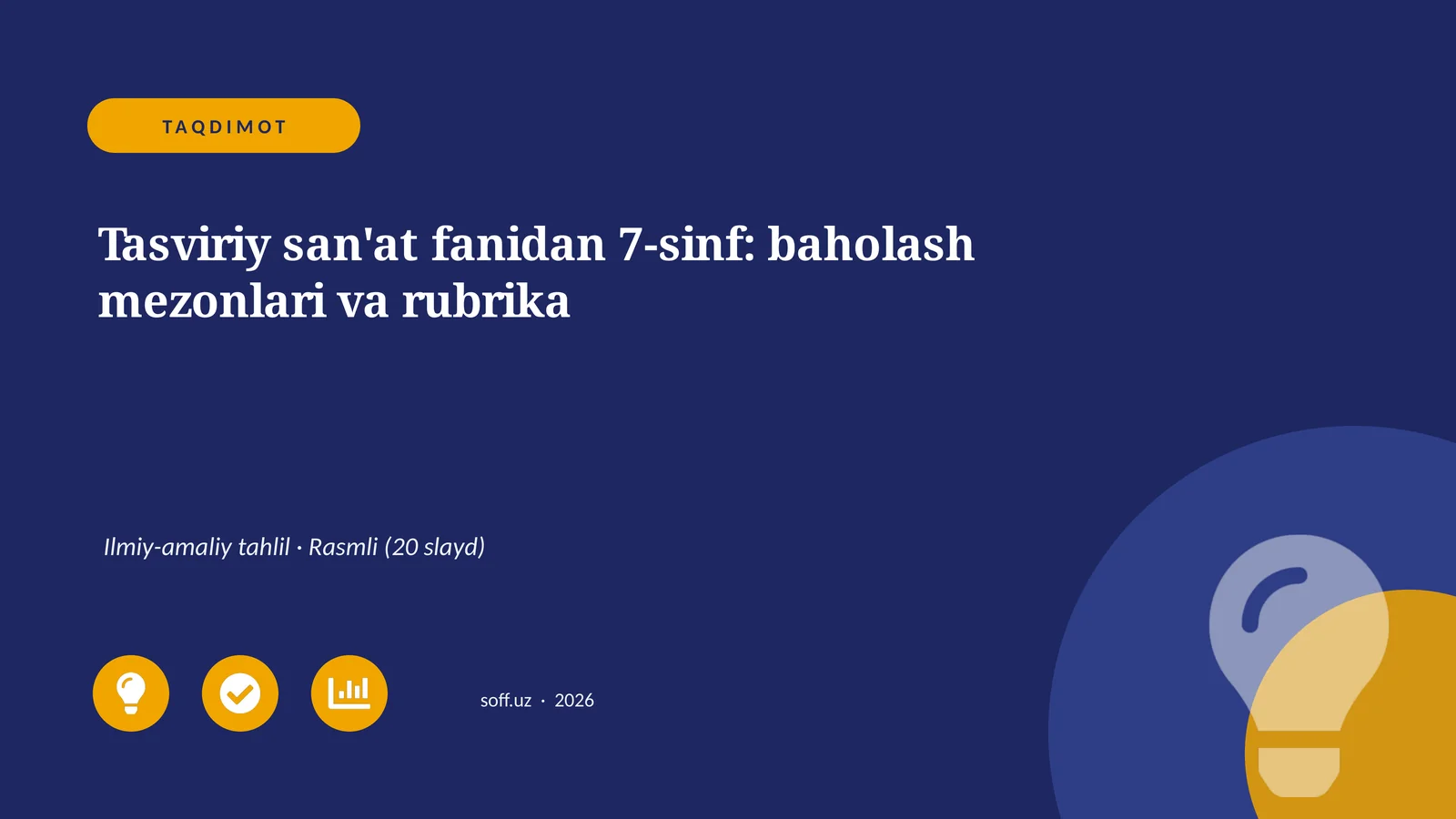 Tasviriy san'at fanidan 7-sinf: baholash mezonlari va rubrika