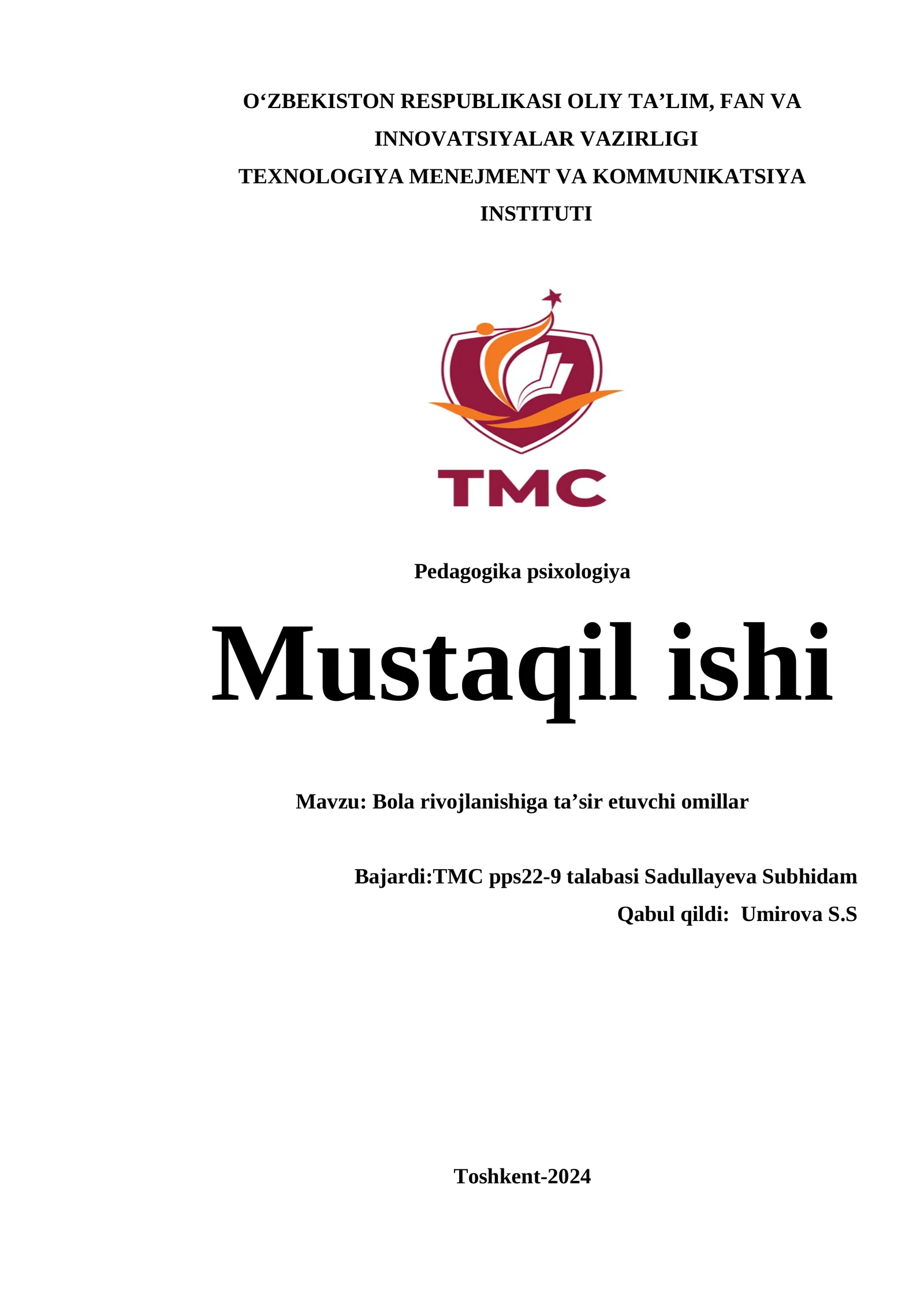Bola Rivojlanishiga Ta'sir Etuvchi Omillar