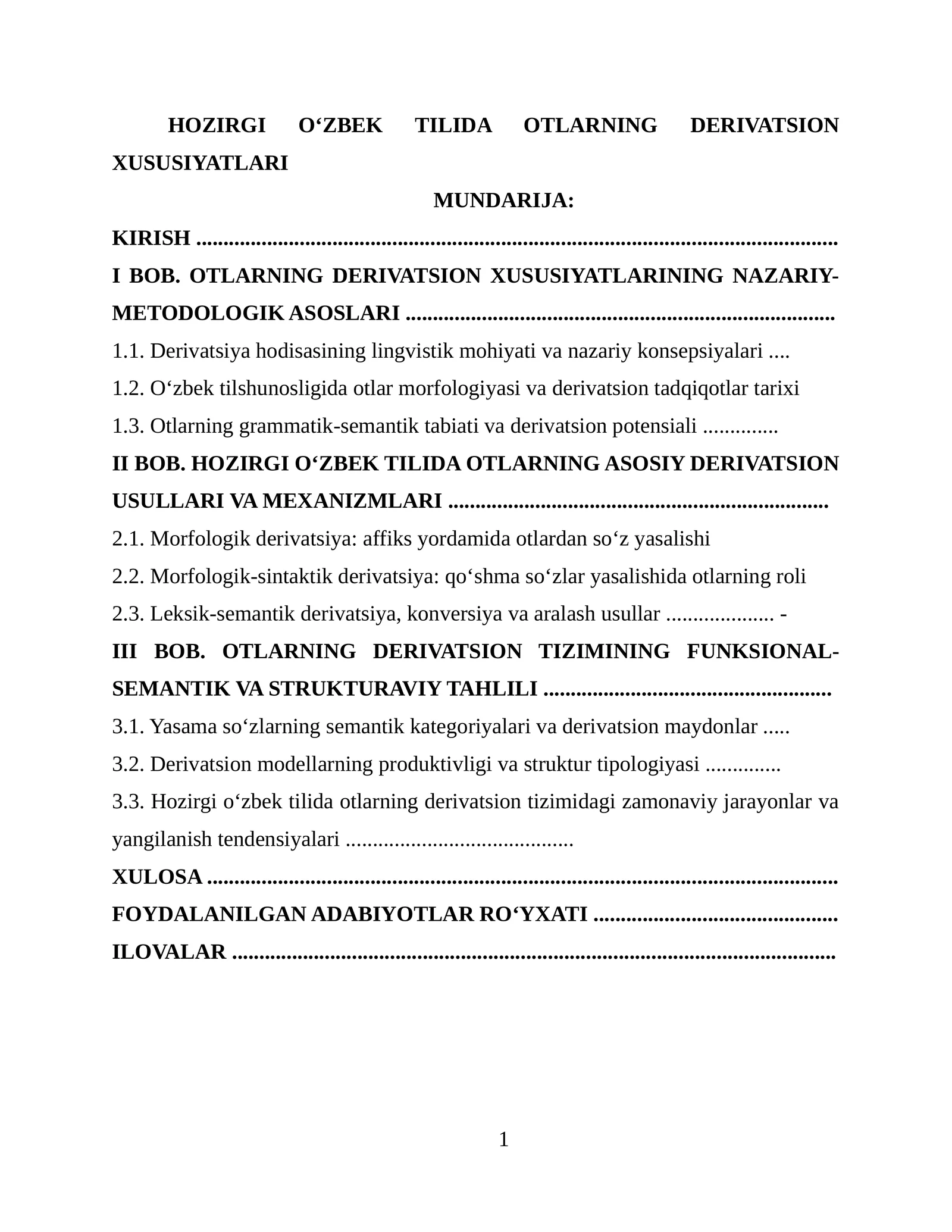 Otlarning derivatsion xususiyatlari