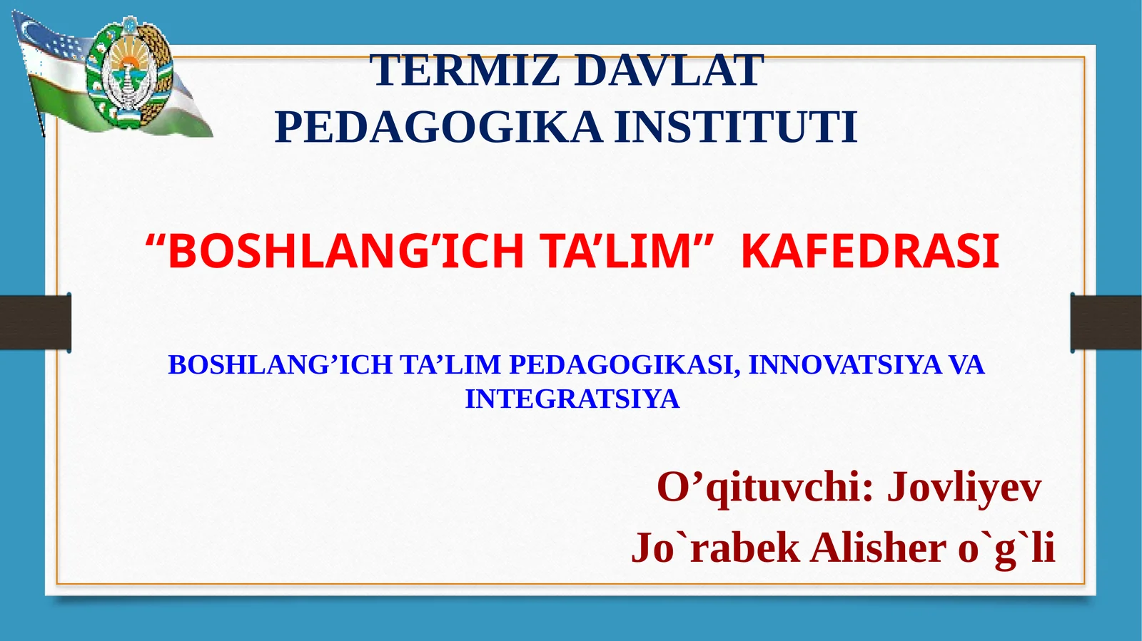 INTEGRATSIYALANGAN DARSLARNING SAMARADORLIGINI OSHIRISH OMILLARI