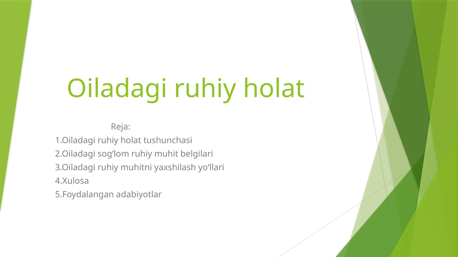 Oiladagi ruhiy holat