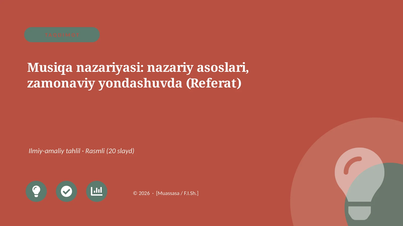 Musiqa nazariyasi: nazariy asoslari, zamonaviy yondashuvda (Referat)