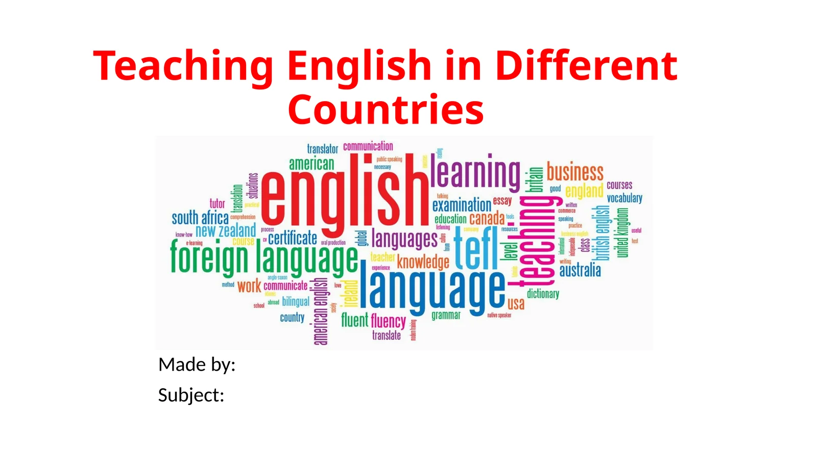 Teaching English in different countries