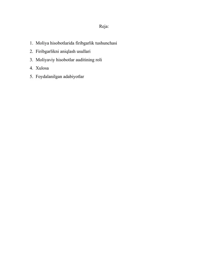 moliyaviy auditda firibgarlik yoki xato darajasi