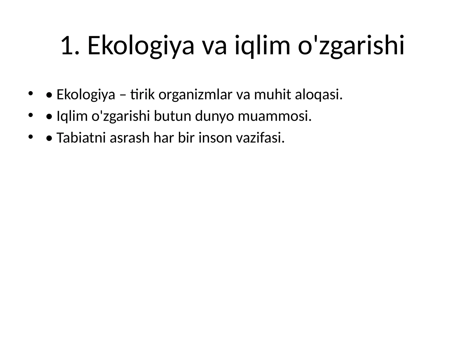 Ekologiya va iqlim o'zgarishi