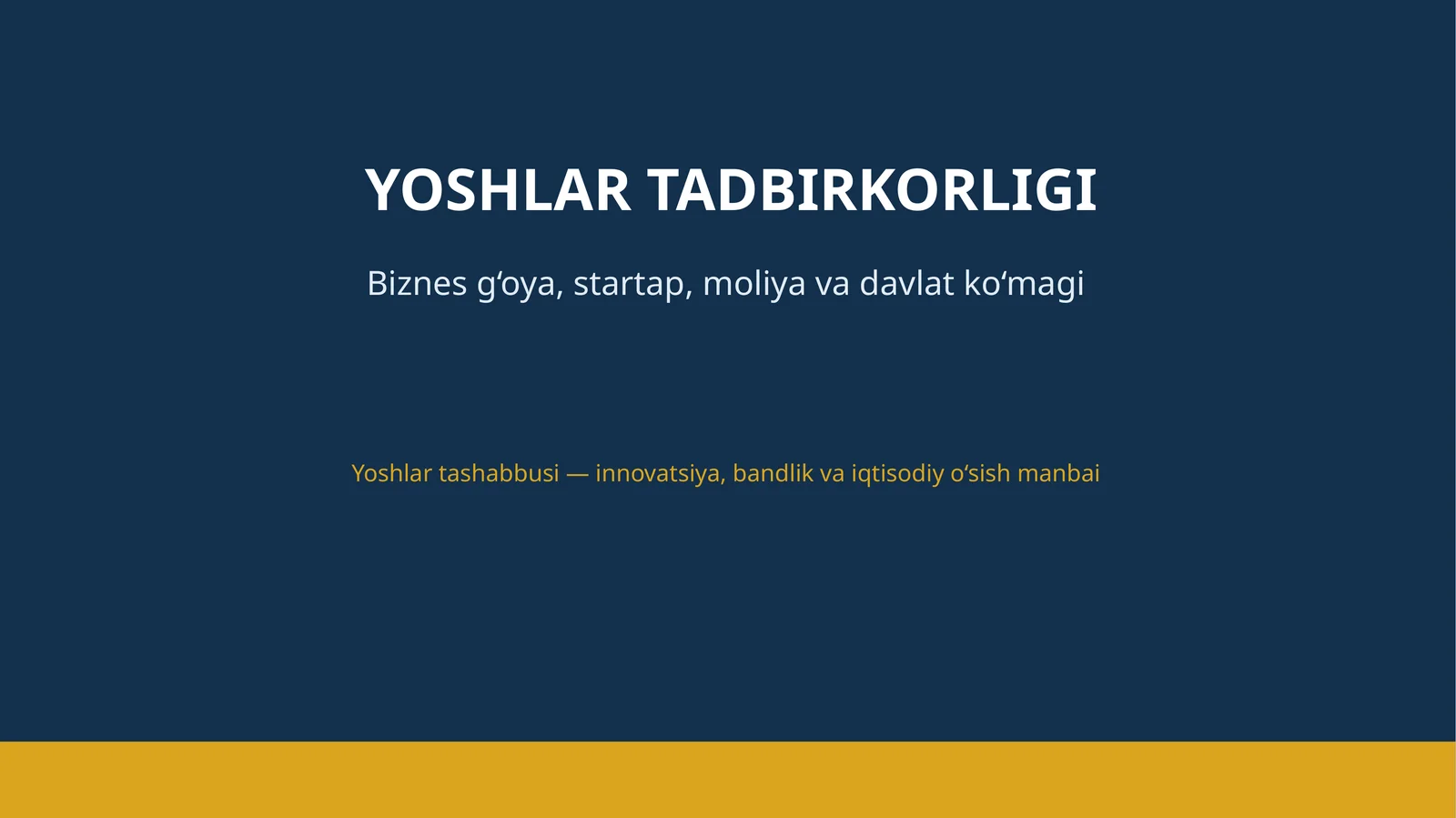 YOSHLAR TADBIRKORLIGI